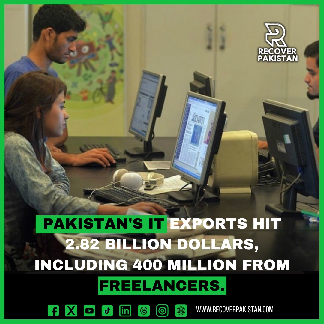 Pakistan's IT exports hit 2.82 billion dollars, including 400 million from freelancers.